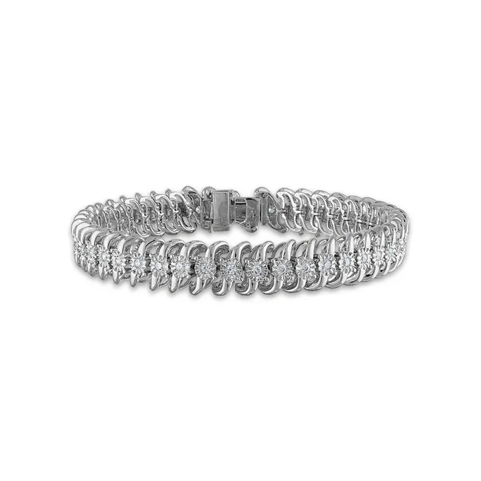 1 CTW Natural Diamond 7.5-inch Tennis Bracelet in Sterling Silver