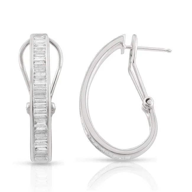 1 CTW Natural Diamond Hoop Earrings in 14KT White Gold