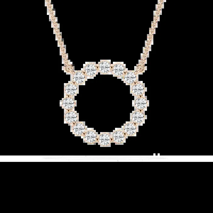 1 ctw Round Lab Grown Diamond Single Shared Prong Circle Pendant – 18 Inches