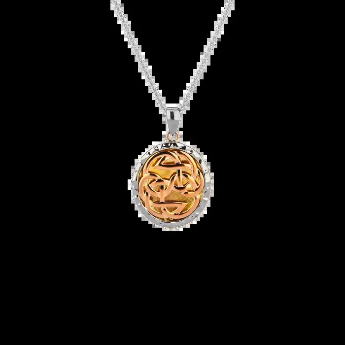 10k Rose, White and Yellow Gold Lewis Knot Path of Life Pendant