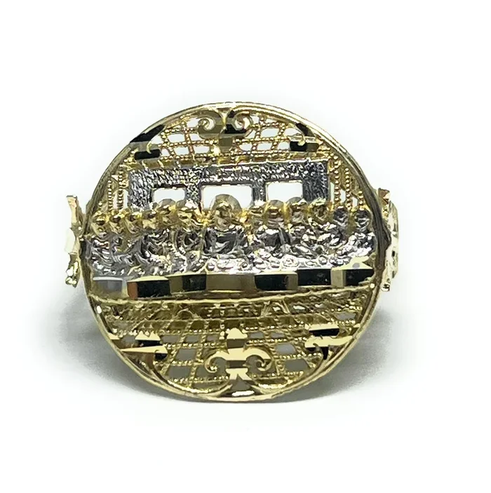 10k Solid Gold 2-Tone Classic Round Last Supper Ring