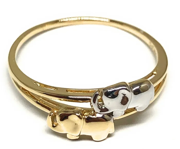 10k Solid Gold 2-Tone Elephant Ring (FC 86)