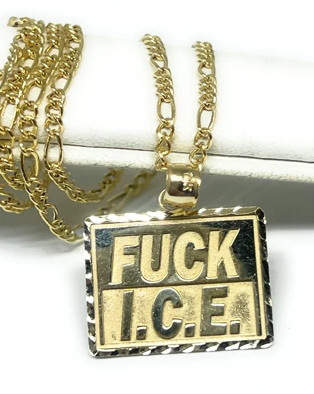 10k Solid Gold “F*CK ICE” Pendant Necklace