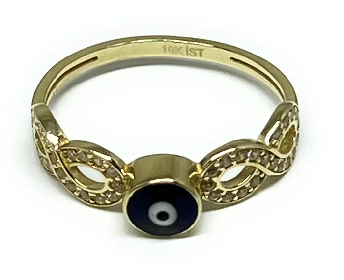 10k Solid Gold Evil Eye CZ Ring