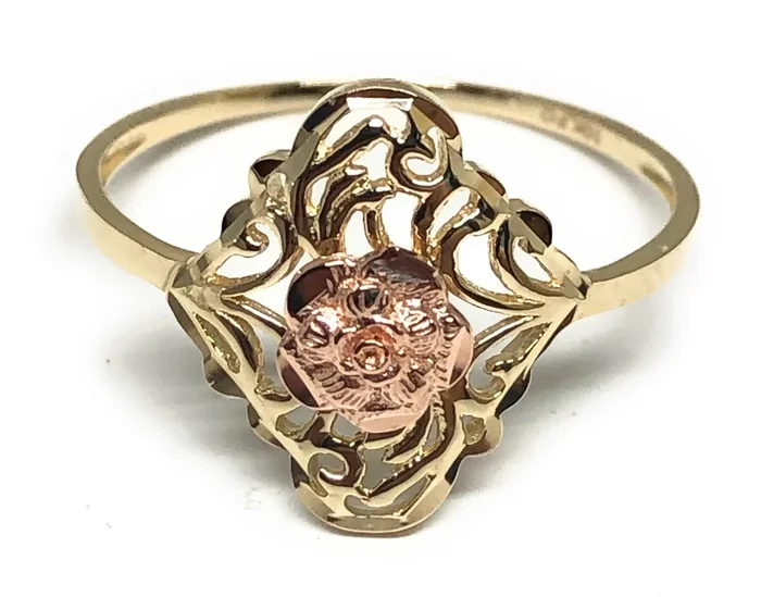 10k Solid Gold Yellow & Rose Gold Flower Ring (FC 43)
