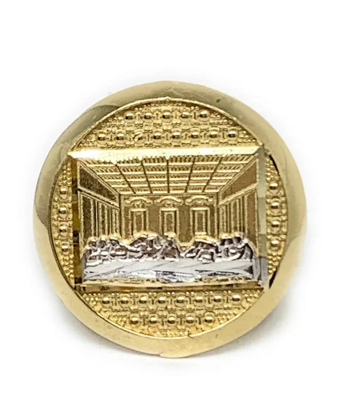 10k Solid Gold Yellow & White Gold Round Last Supper Ring