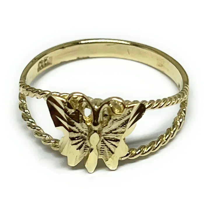 10k Solid Gold Yellow Butterfly Ring