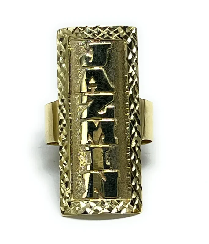 10k Solid Gold Yellow CUSTOMIZED VERTICAL NAME RING