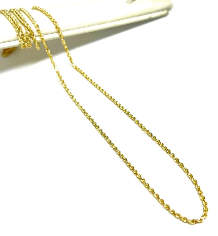 10k Solid Gold Yellow Rope THIN Chain 18-24 inches 1.5mm (Full Solid Style) (3.5-4.7g)