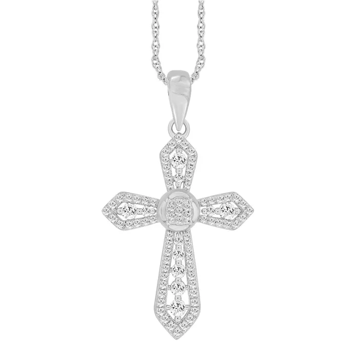 10KT Gold 1/3 CTW Natural Diamond Cross Pendant