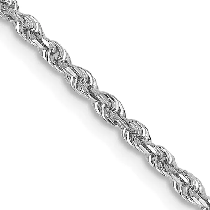 10KT White Gold 16-inch 2MM Diamond-cut Rope Chain