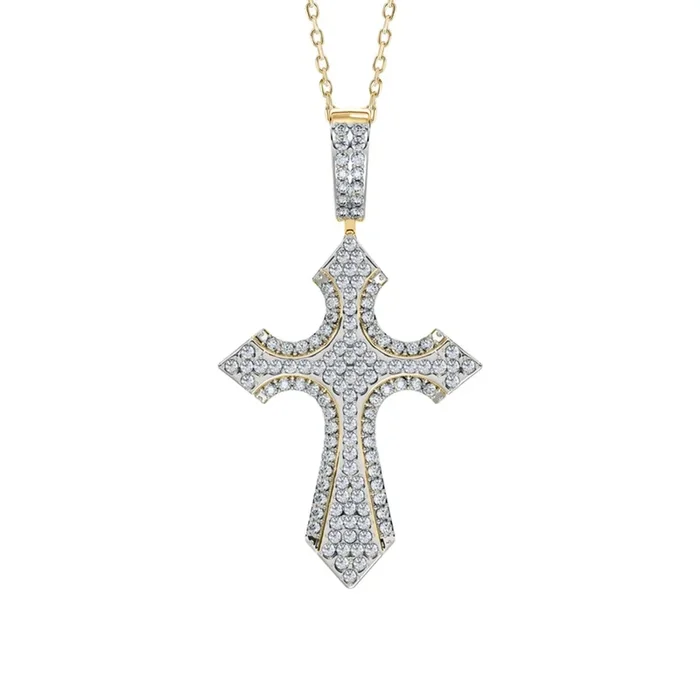 10KT Yellow Gold 1/4 CTW Lab Grown Diamond 18-inch Cross Pendant