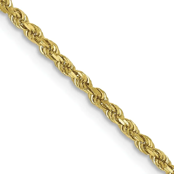 10KT Yellow Gold 16-inch 1.75MM Diamond-cut Lobster Clasp Rope Chain