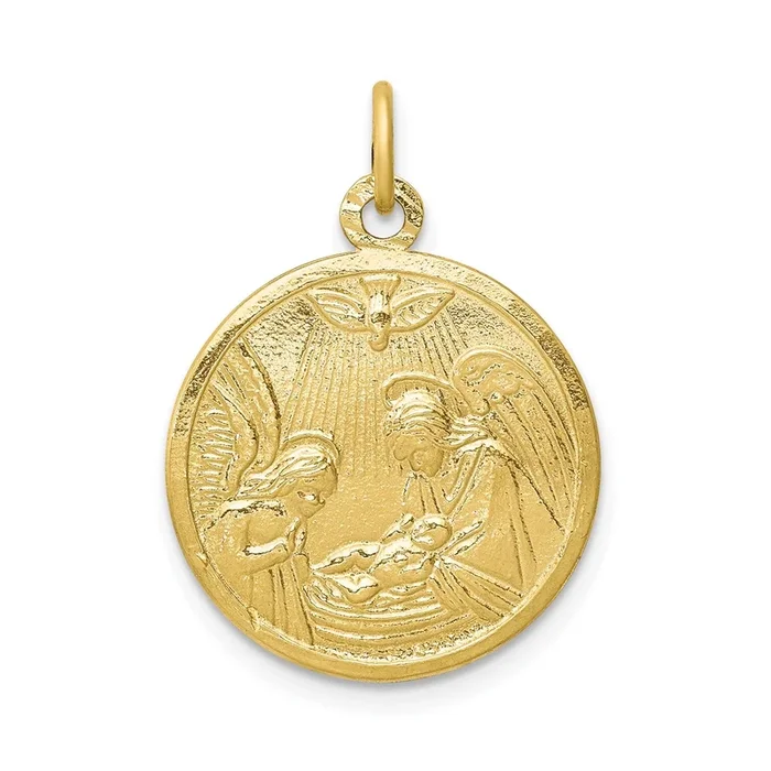 10KT Yellow Gold 25X19MM Baptism Charm. Chain not Included