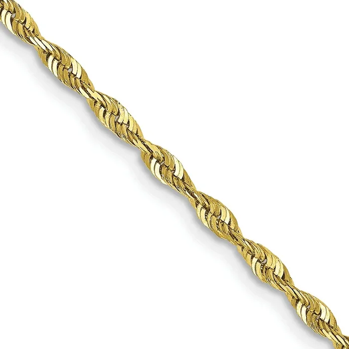 10KT Yellow Gold 30-inch 2MM Diamond-cut Rope Extra-Light Chain