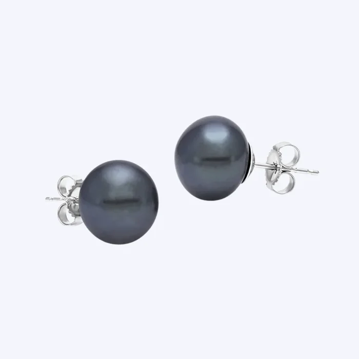 10mm Freshwater Black Pearl Studs