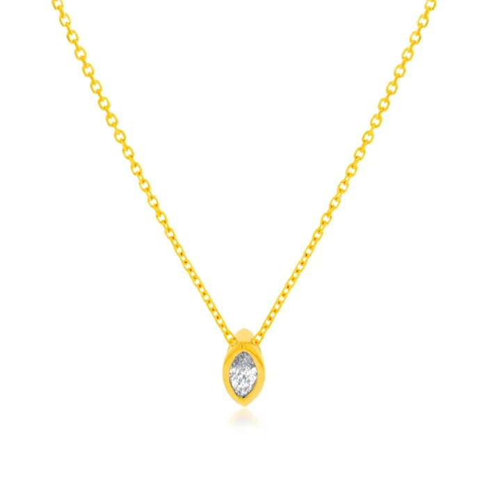 14ct Yellow Gold 1/10 Carat Diamond Pendant On 45cm Chain