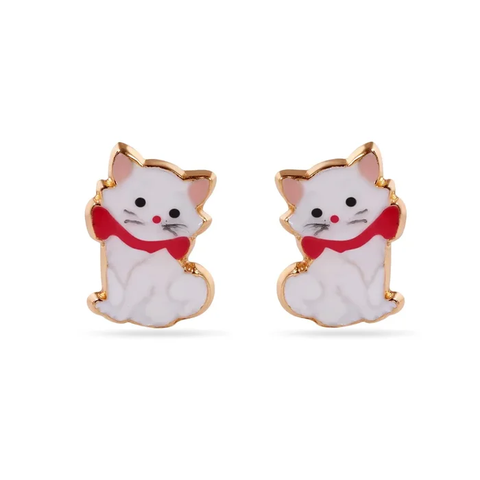 14E00441. – 14 Karat Kitten Screw Back Earrings