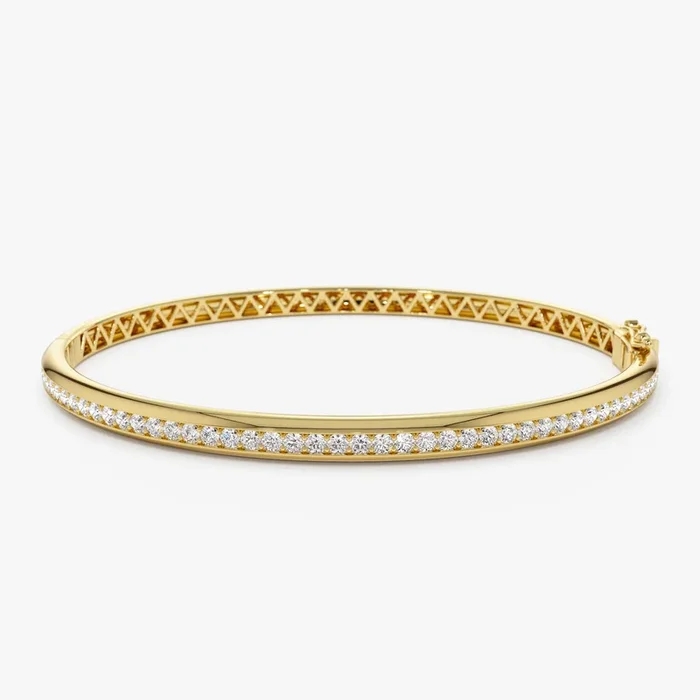 14k 1.00 Ctw Dome Diamond Bangle Bracelet