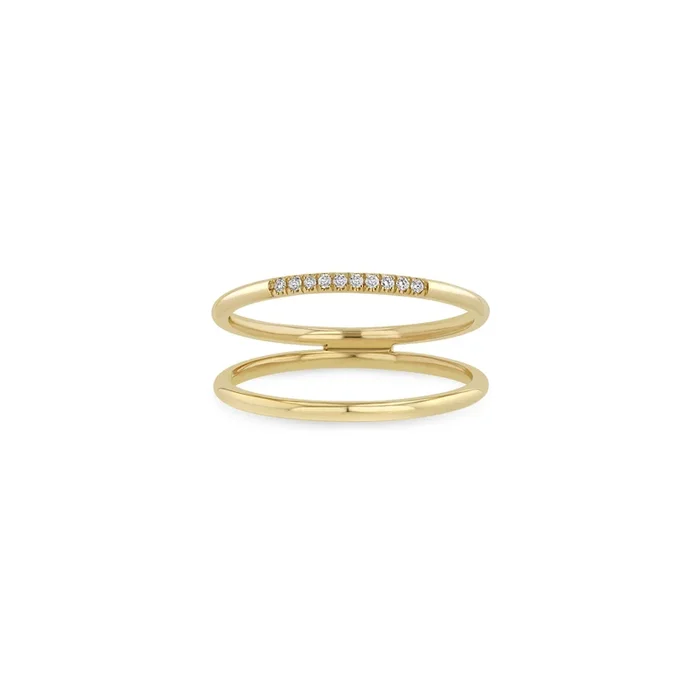 14k 10 Pavé Diamond Split Double Band Ring – SALE