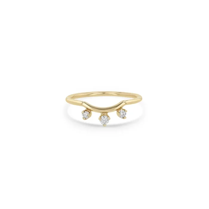14k 3 Graduated Prong Diamond Curved Band Ring