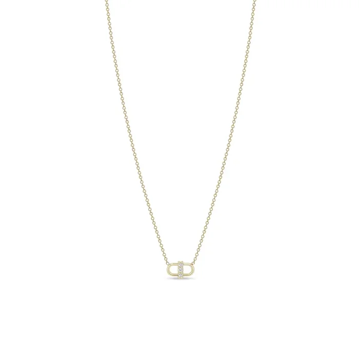 14k 3 Prong Diamond Open Link Necklace