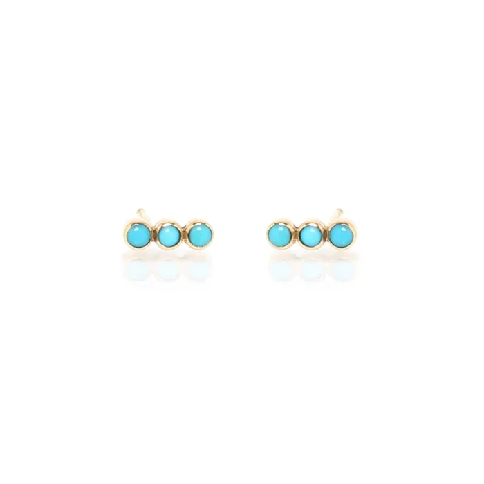 14k 3 Turquoise Bezel Studs – SALE