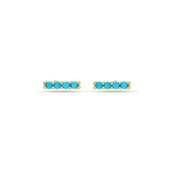 14k 4 Prong Turquoise Bar Studs – SALE