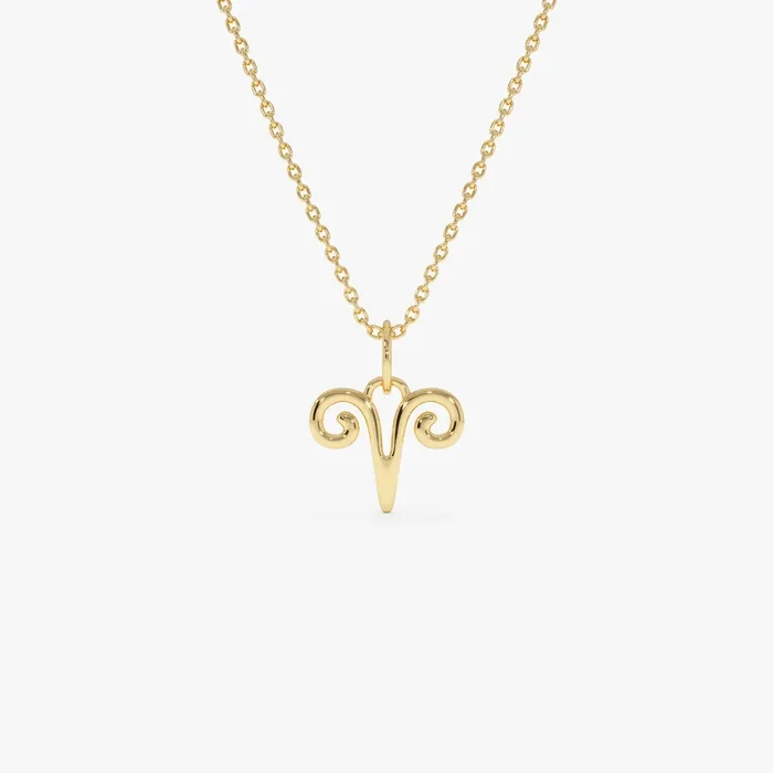 14K Aries Zodiac Charm Necklace