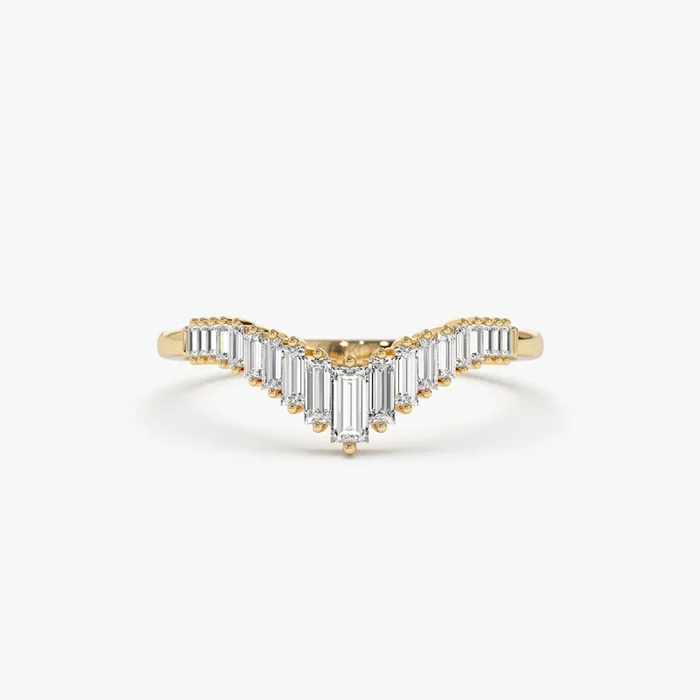 14K Baguette Diamond Curved Tiara Ring