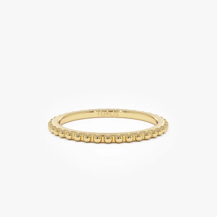 14k Beaded Wedding Band