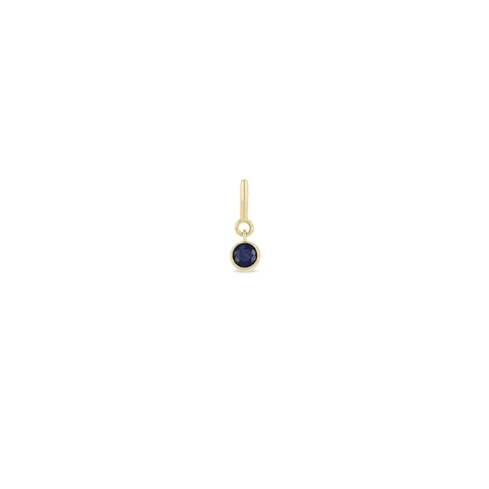 14k blue sapphire charm pendant with spring ring