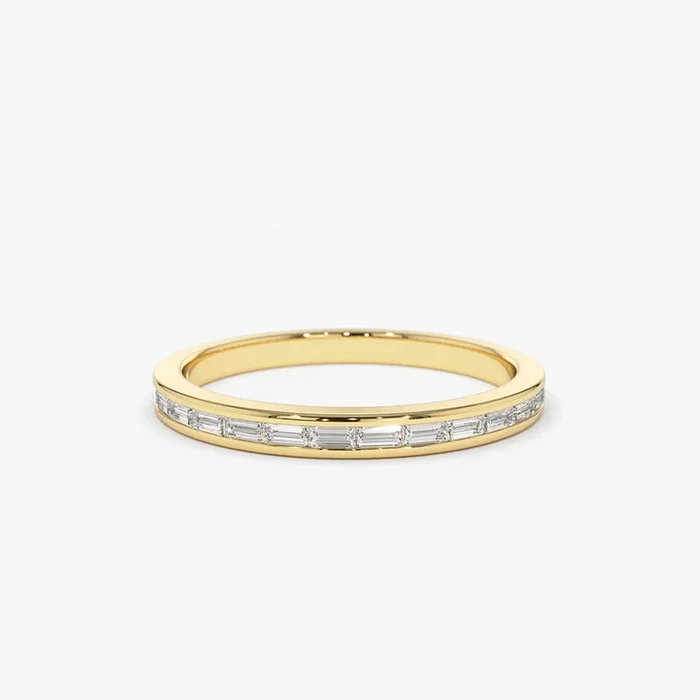 14K Channel Set Baguette Diamond Band