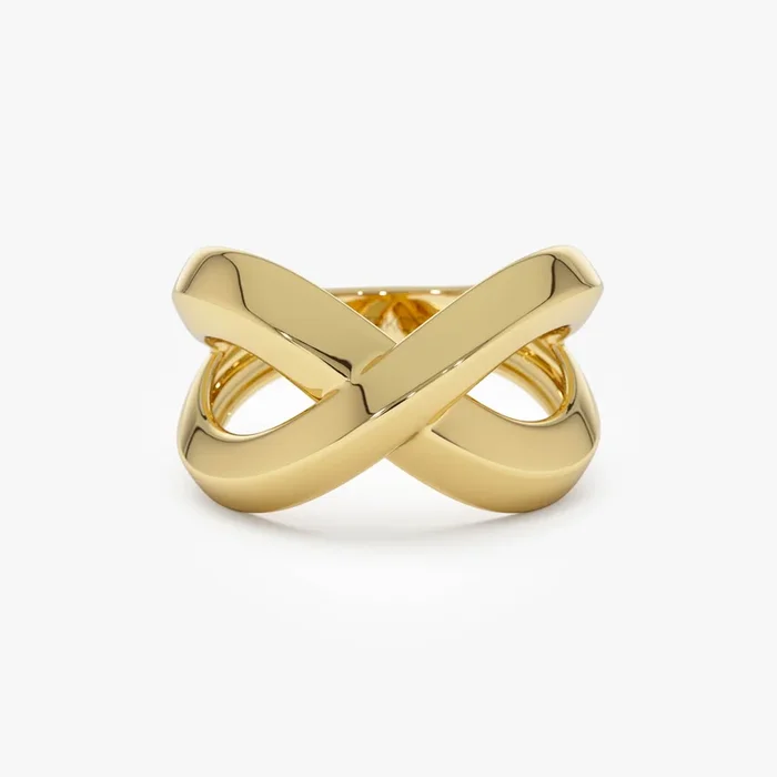 14K Chunky Gold Criss Cross Statement Ring