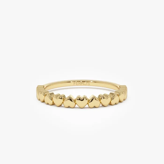 14k Dainty Heart Stacking Gold Ring