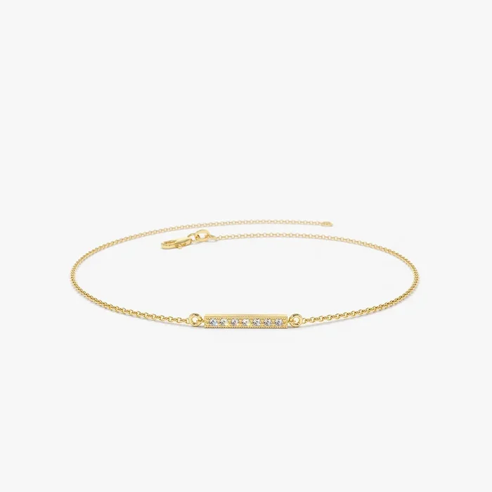 14k Diamond Bar Bracelet