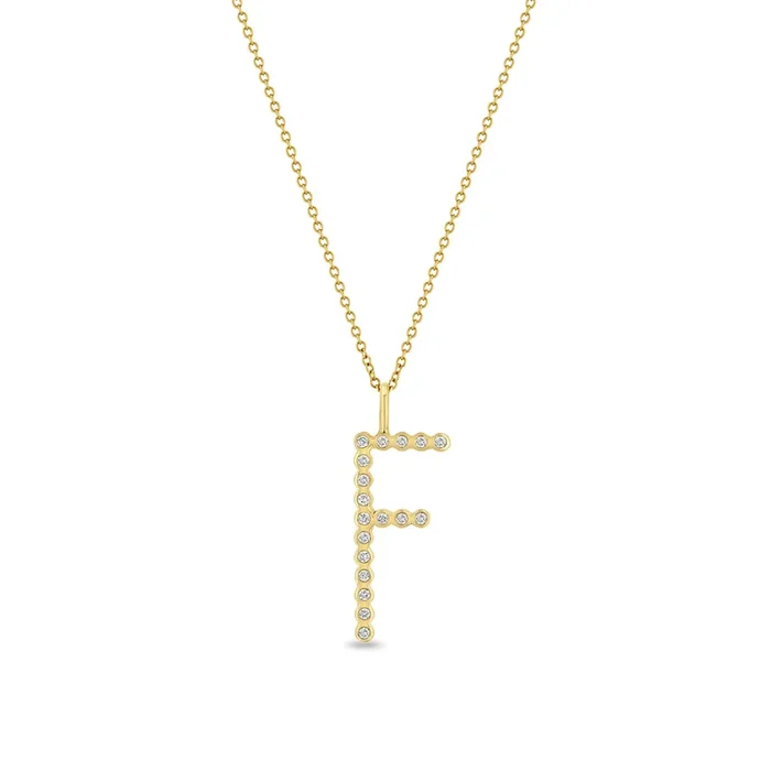 14k Diamond Bezel Letter Necklace
