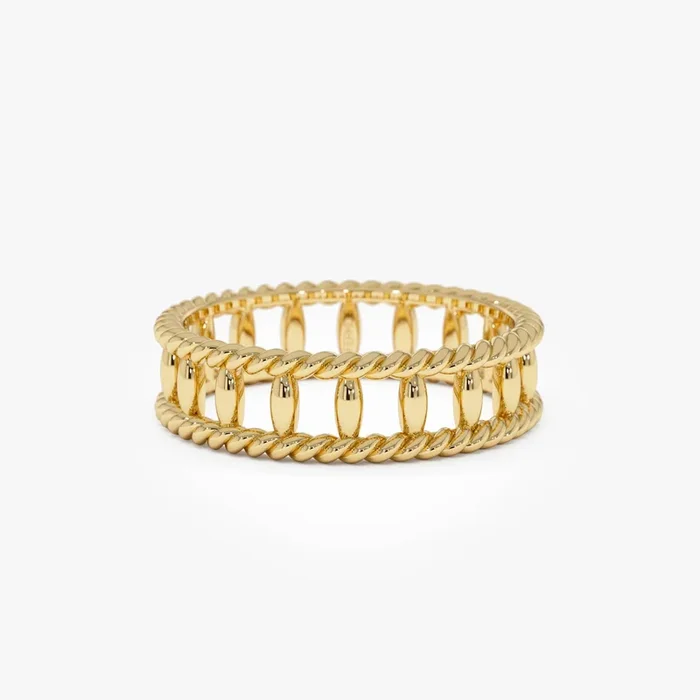 14k Double Rope Link Band Ring