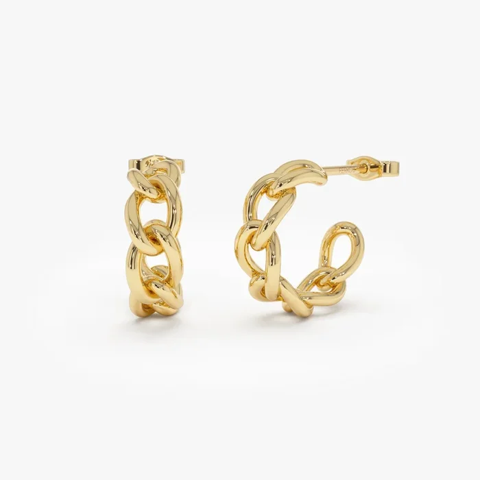 14K Gold 15MM Link Hoops