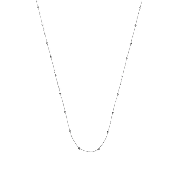 14k Gold Beaded Station Necklace, 17″