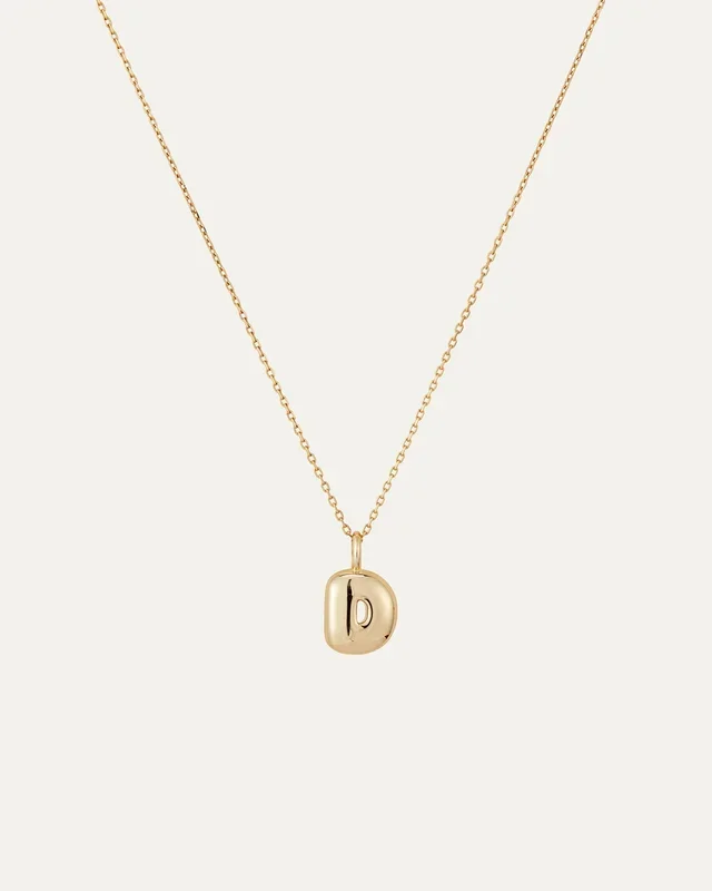 14K Gold Bubble Letter Necklace – D