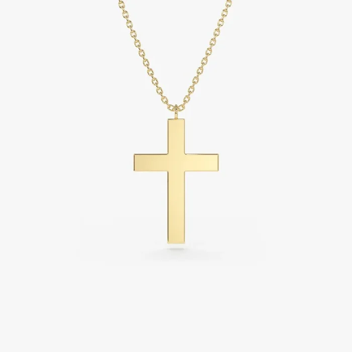 14k Gold Cross Charm Necklace