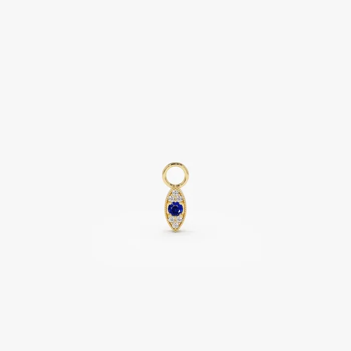 14k Gold Evil Eye Hoop Charm