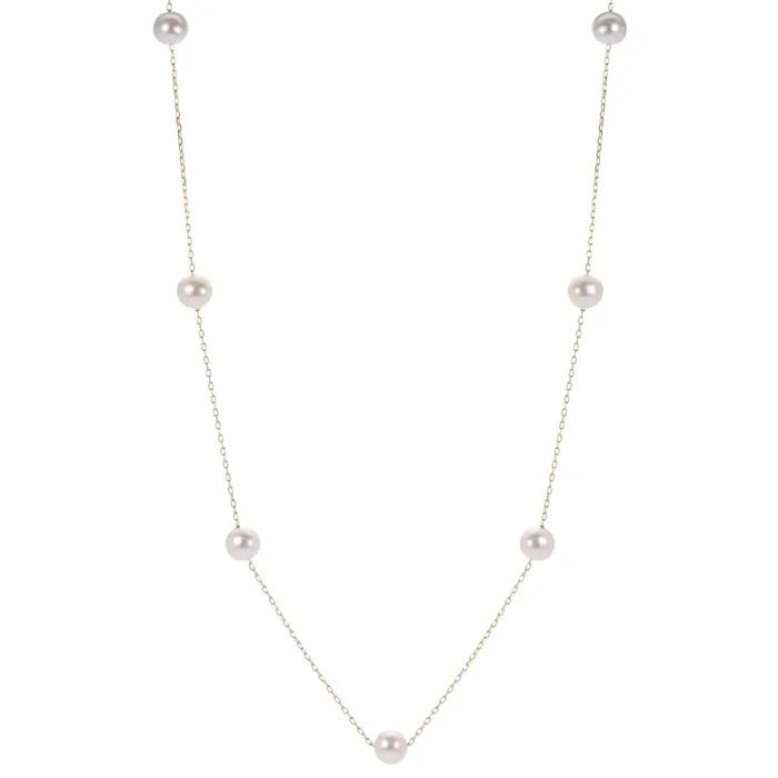 14k Gold Freshwater Pearl Tin Cup Pearl Necklace