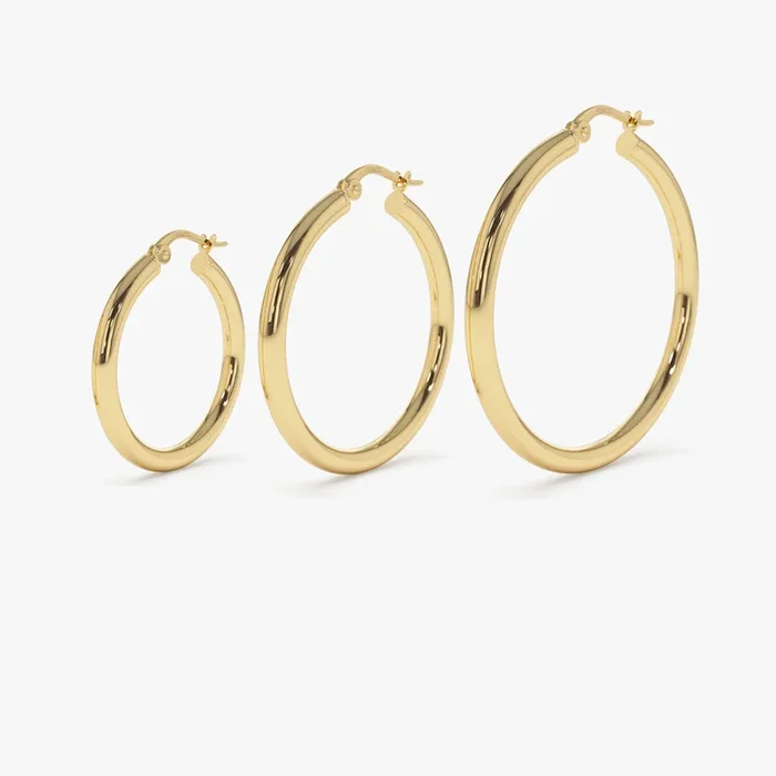 14k Gold Hoops 26.5 – 31.5 – 37MM