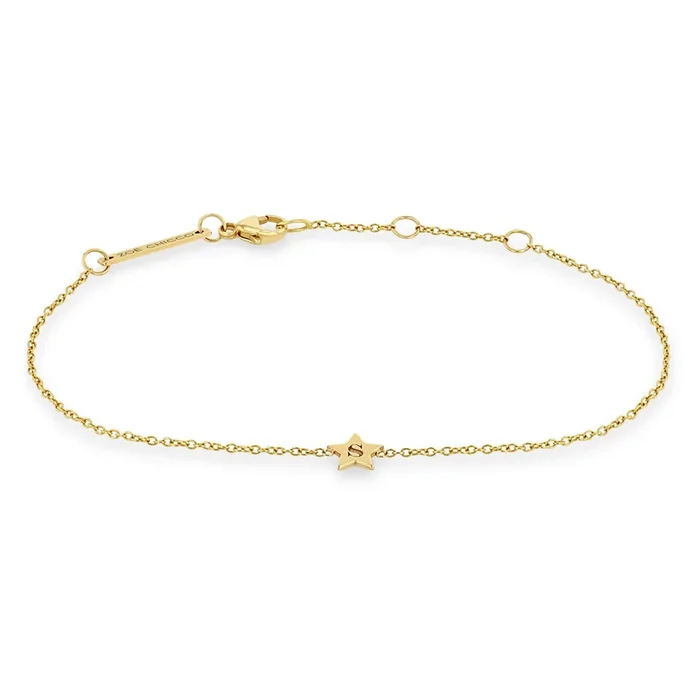 14k Gold Initial Star Bracelet