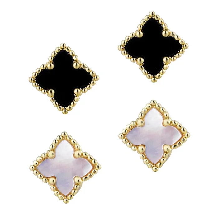 14k Gold Plated Clover Stud Set