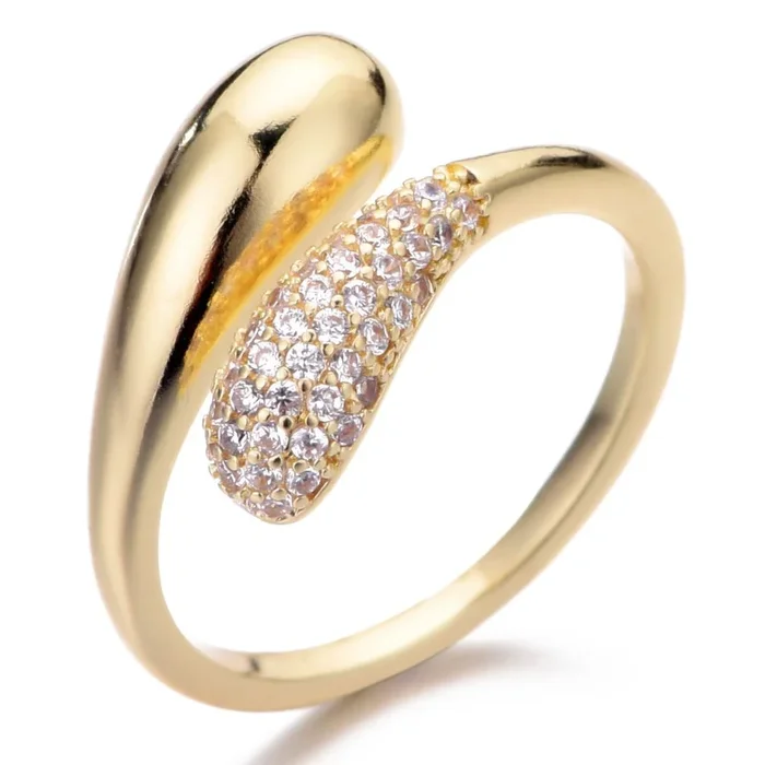 14k Gold Plated CZ Curved Bands Ring