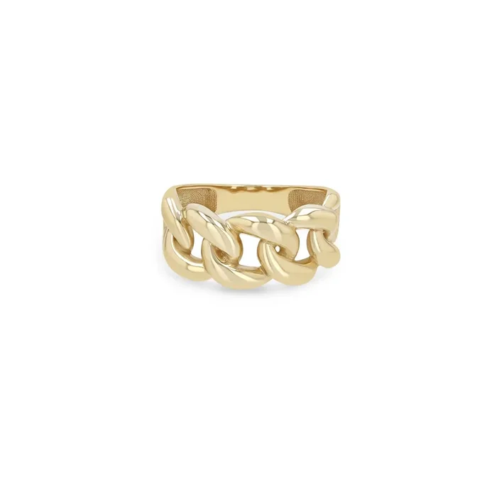 14k Gold Tapered Curb Chain Ring