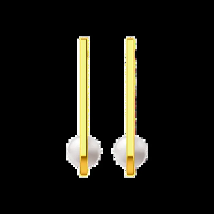 14k Gold Unique Shaped Earrings With Pearl